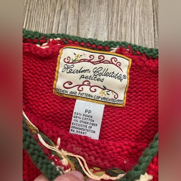 Vintage 99 Y2K Heirloom Collectibles Hand Knit Christmas Tree Sweater Petite - Picture 4 of 11